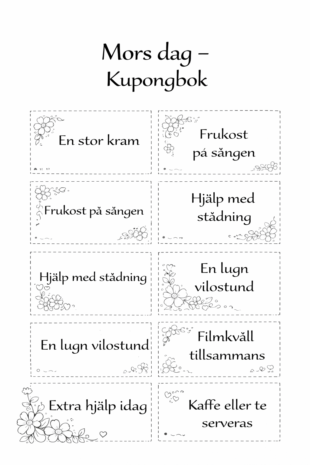 12 gratis Mors dag-motiv för barn